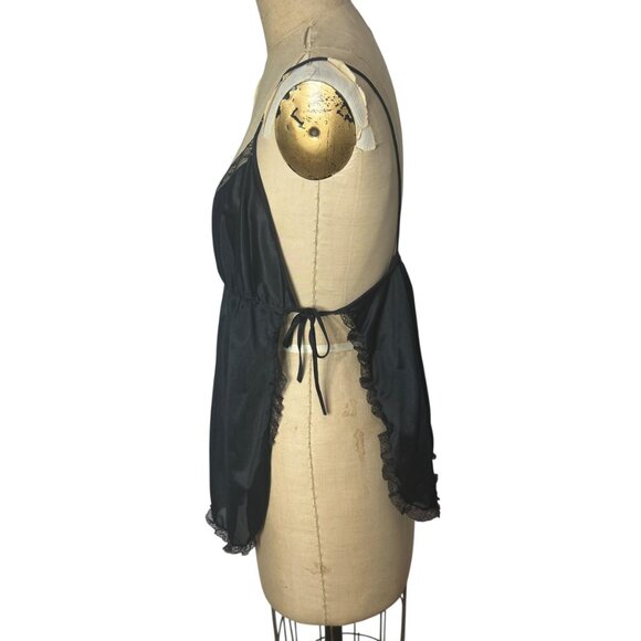 Vintage black nylon top and string bikini bottoms Size S - Picture 5 of 6